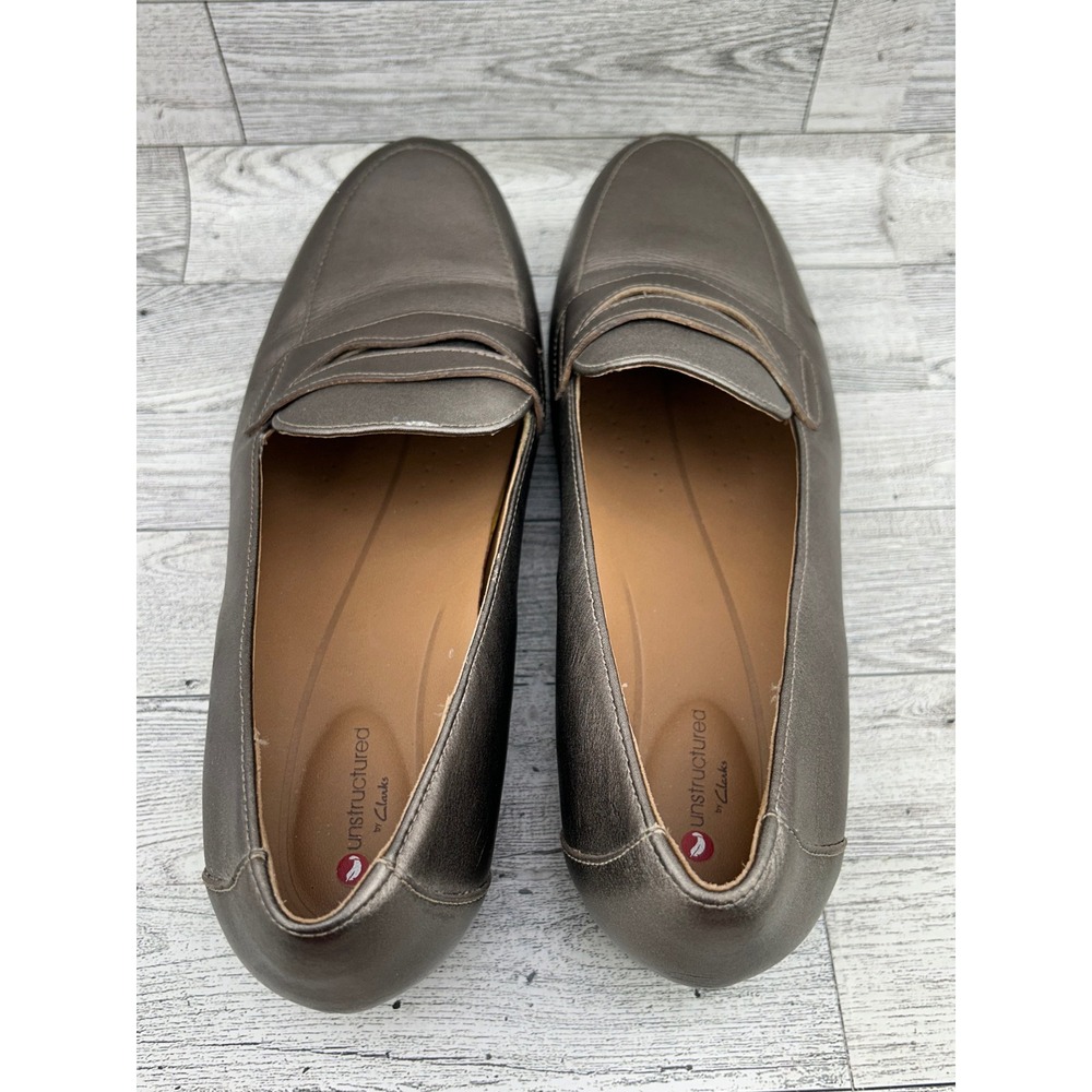 Clarks Unstructured Metallic Pewter Loafers Women's Shoes Size 9.5M - Picture 9 of 12